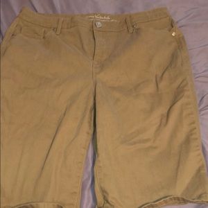 Tan khaki colored Bermuda shorts